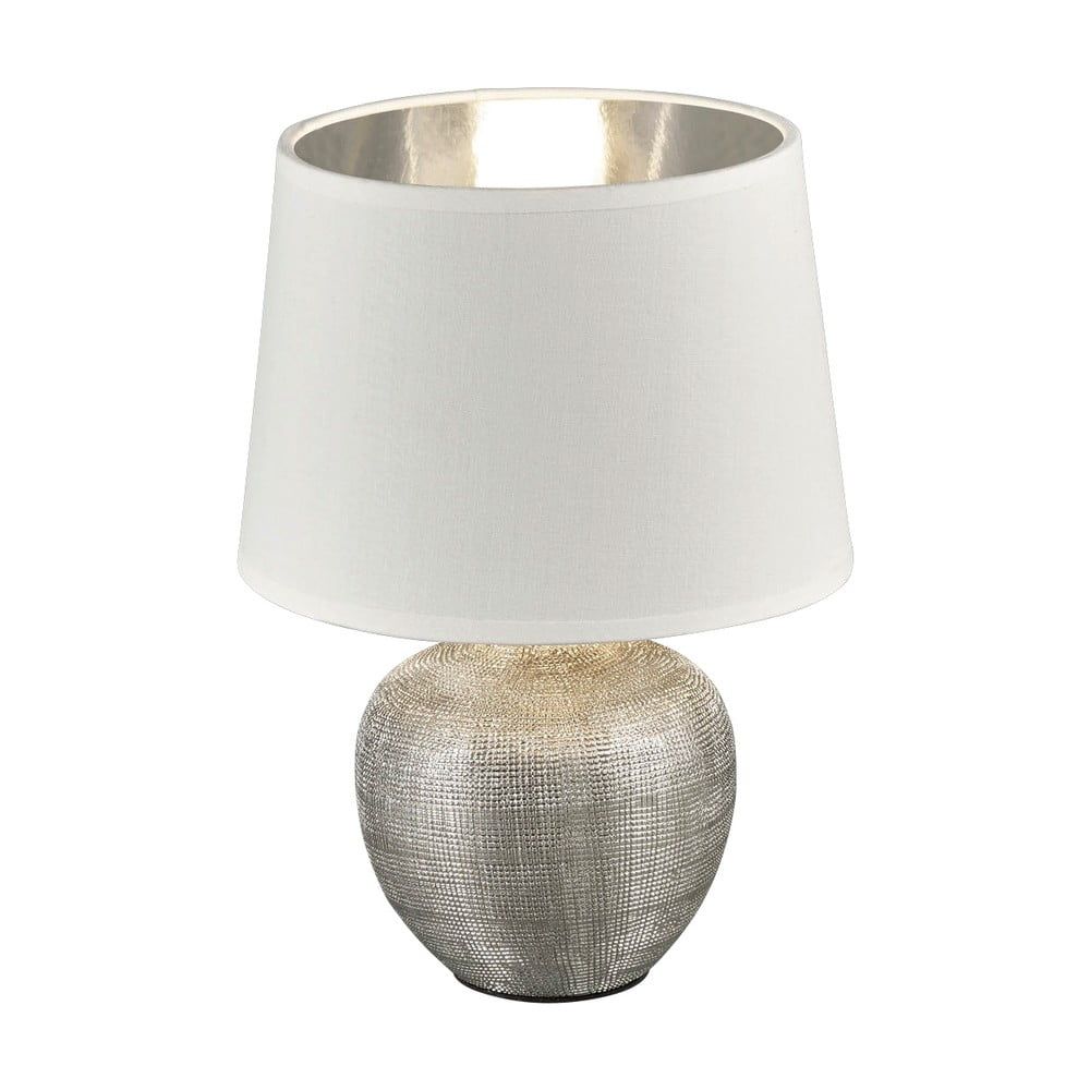 Biela stolová lampa z keramiky a tkaniny Trio Luxor, výška 26 cm - Bonami.sk