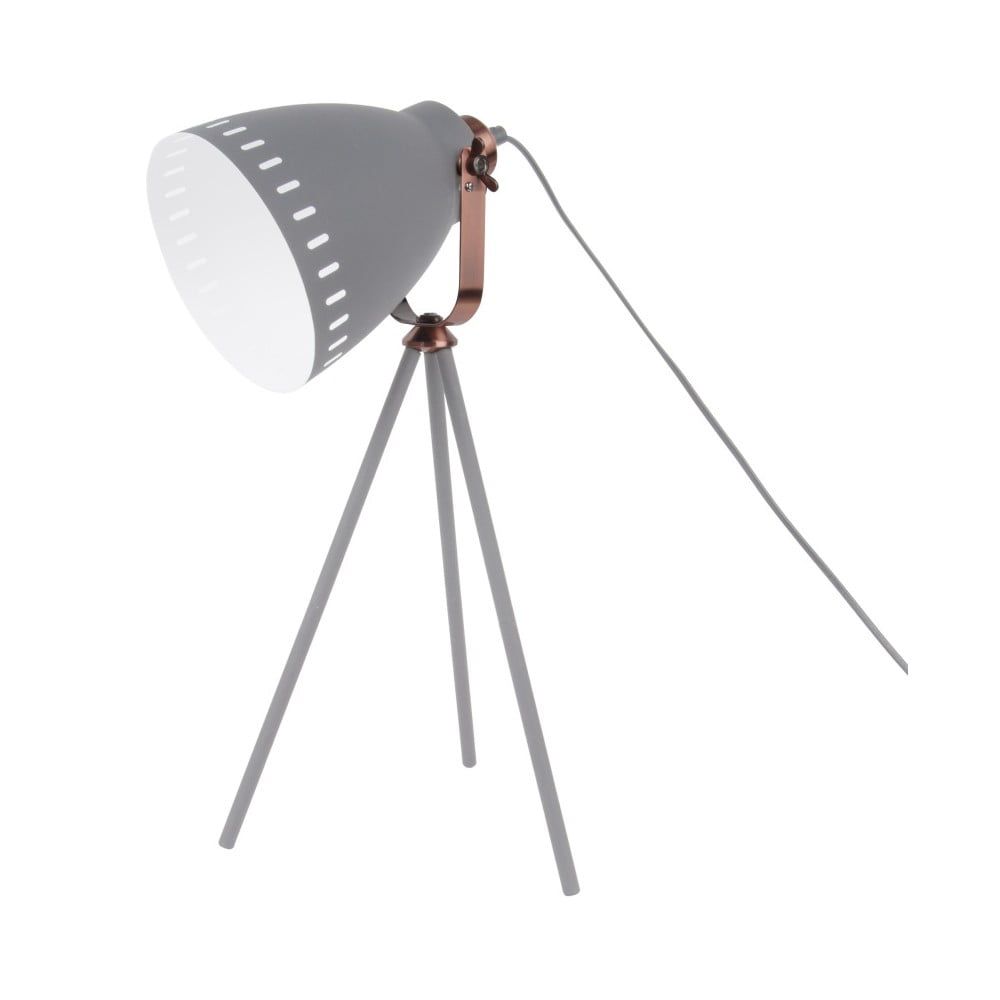 Sivá stolová lampa s detailmi v medenej farbe Leitmotiv Mingle - Bonami.sk