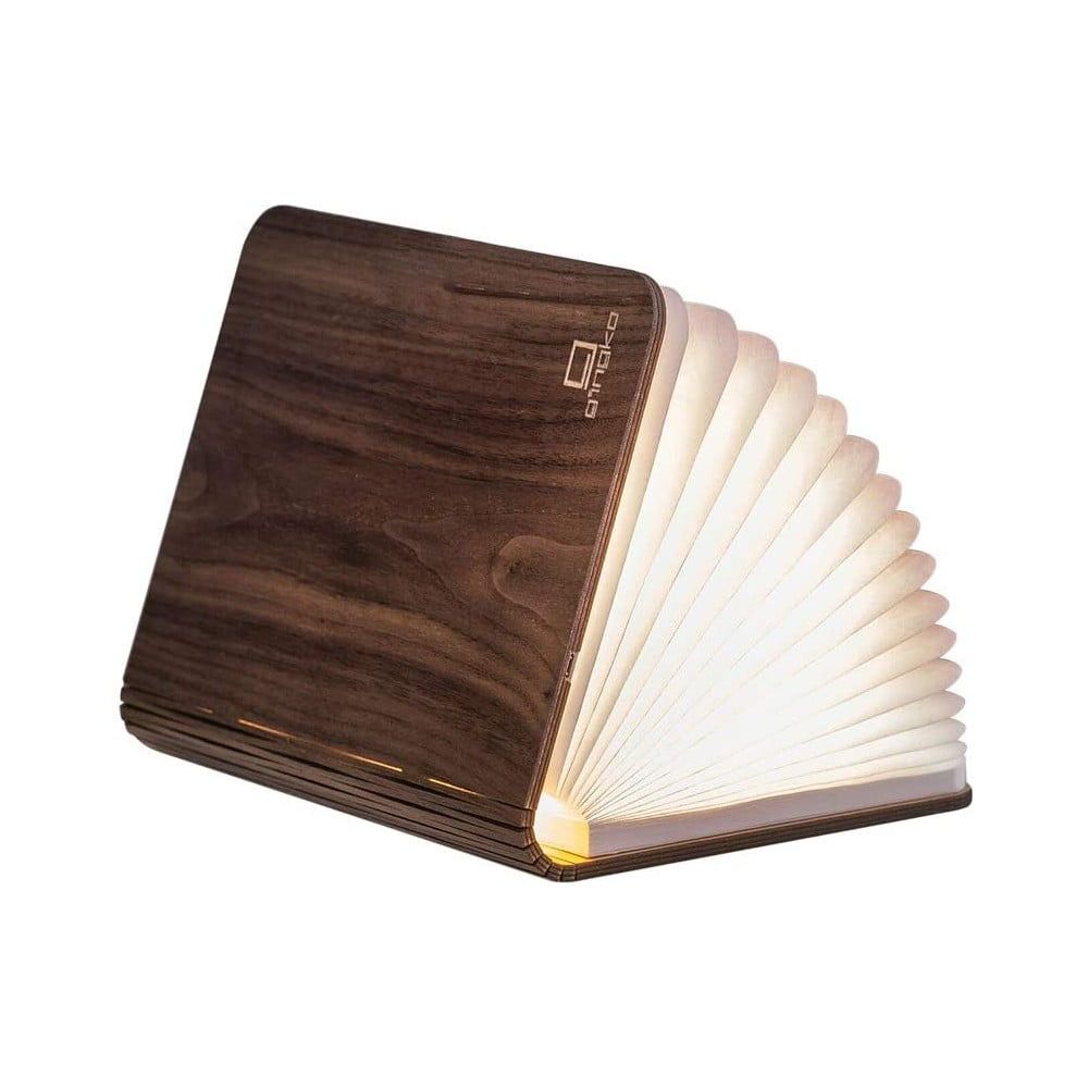 Tmavohnedá LED stolová lampa v tvare knihy orechového dreva Gingko Booklight - Bonami.sk
