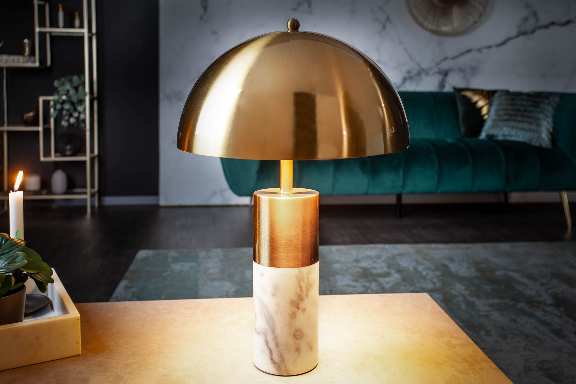 LuxD 24987 Dizajnová stolová lampa Aamira 52 cm zlatá - ESTILOFINA.SK
