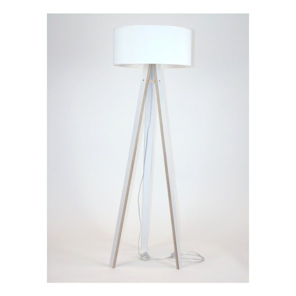 Biela stojacia lampa s bielym tienidlom a transparentným káblom Ragaba Wanda - Bonami.sk