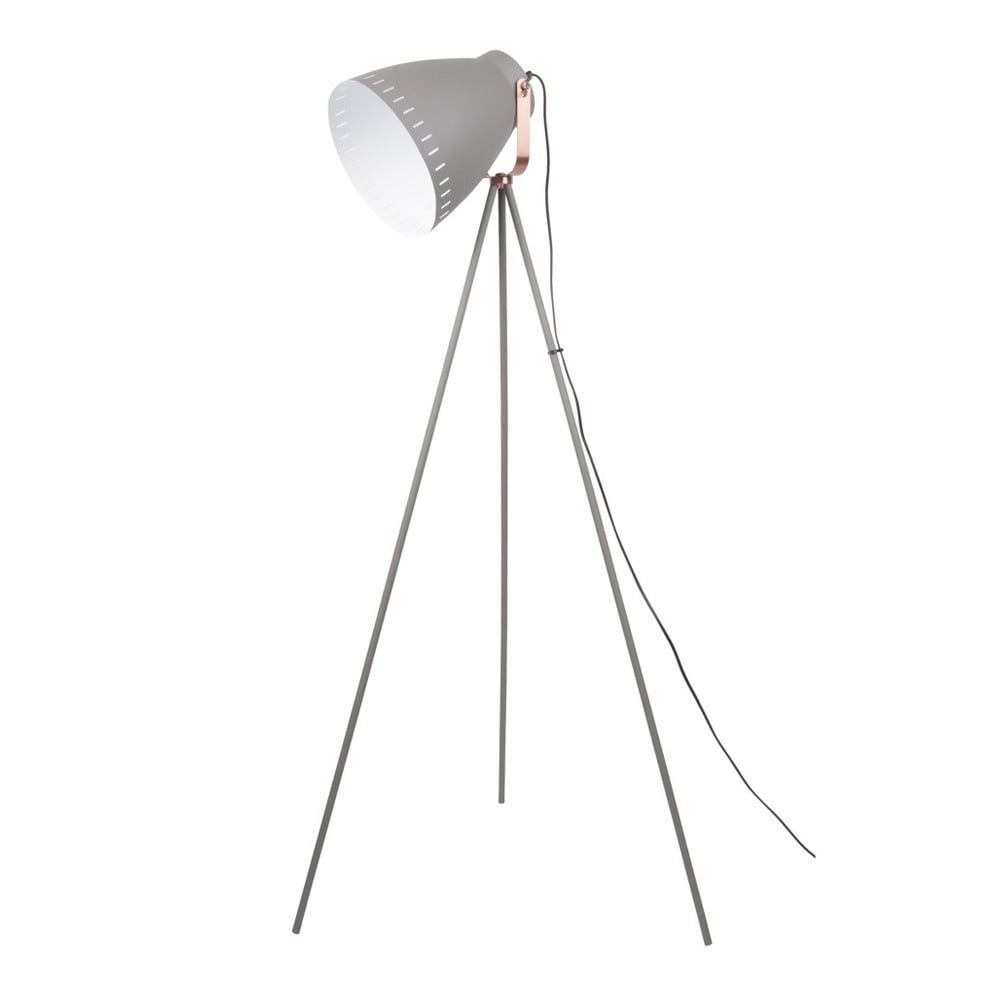 Sivá stojacia lampa s detailmi v medenej farbe Leitmotiv Mingle - Bonami.sk
