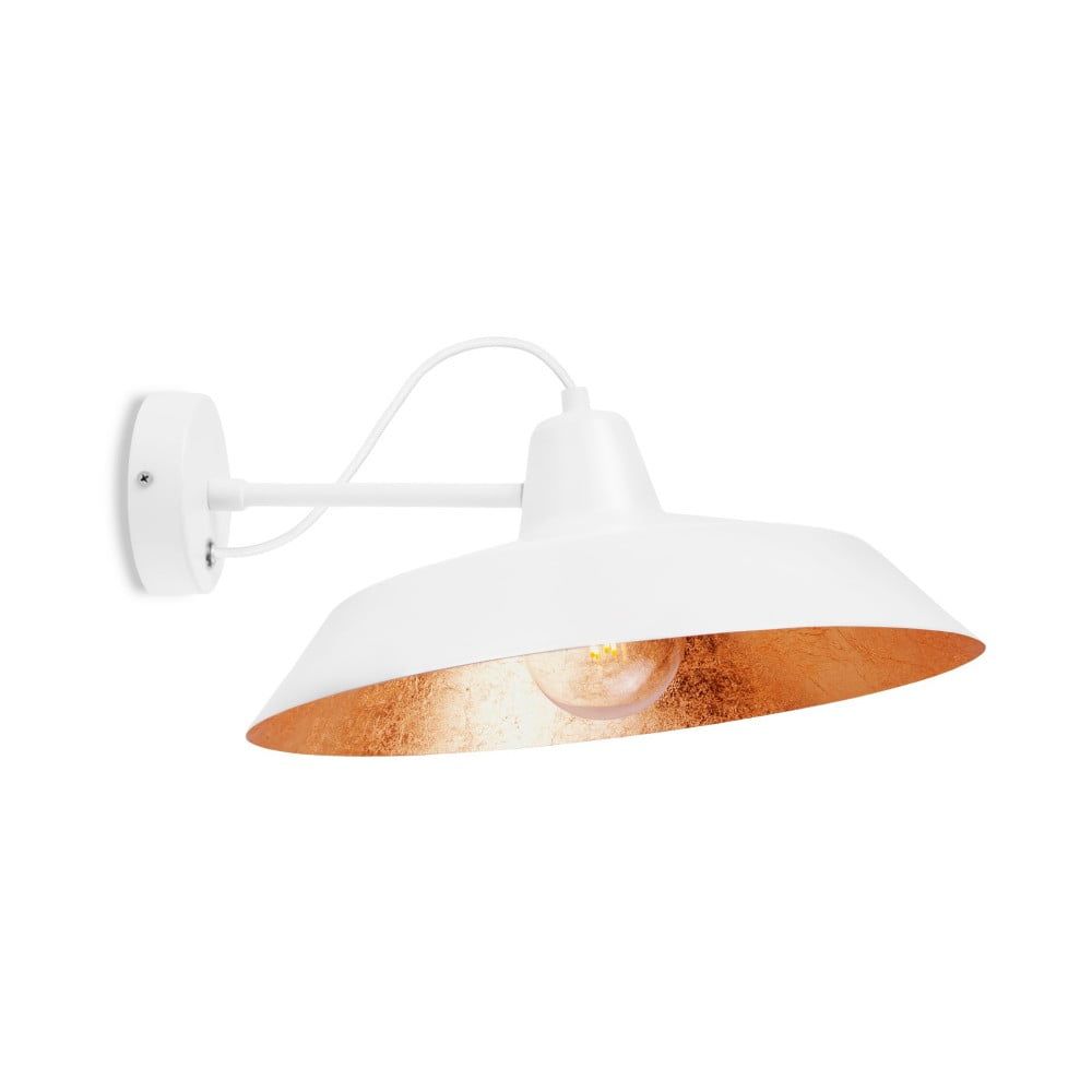 Biele nástenné svietidlo s detailom v medenej farbe Bulb Attack Cinco Basic, ⌀ 40 cm - Bonami.sk