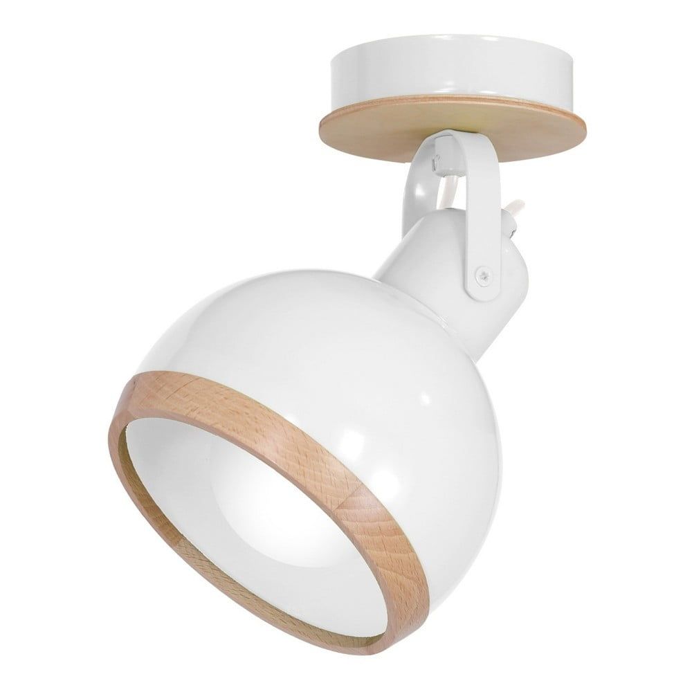 Biele nástenné svietidlo s drevenými detailmi Homemania Oval - Bonami.sk