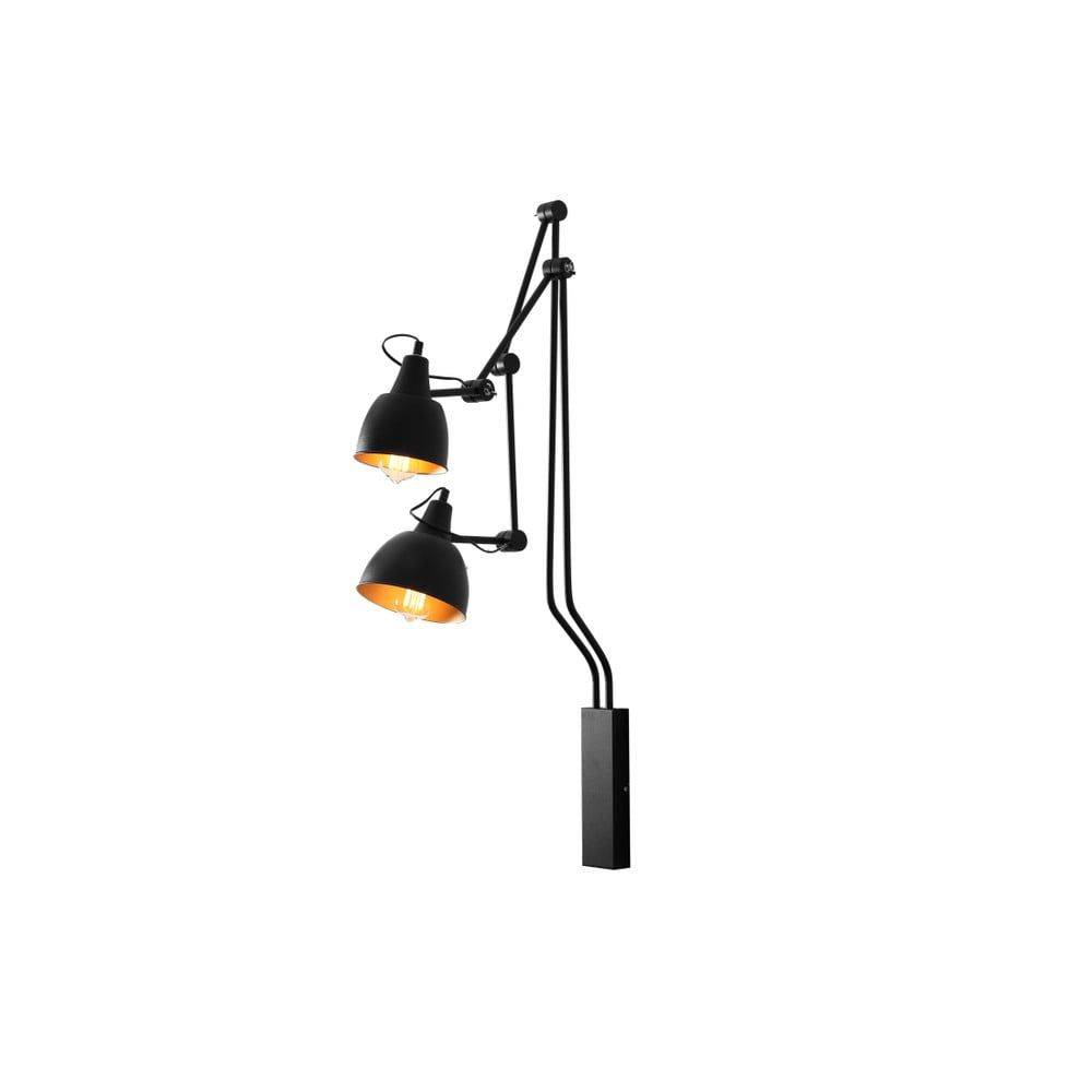 Čierna nástenná lampa na 2 žiarovky Custom Form Coben - Bonami.sk