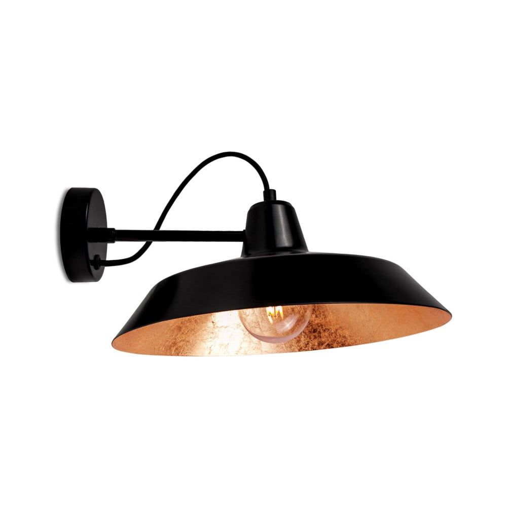 Čierne nástenné svietidlo s detailom v medenej farbe Bulb Attack Cinco Basic - Bonami.sk