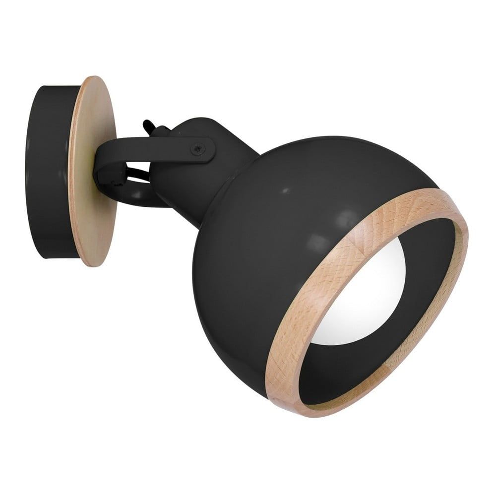 Čierne nástenné svietidlo s drevenými detailmi Homemania Oval - Bonami.sk