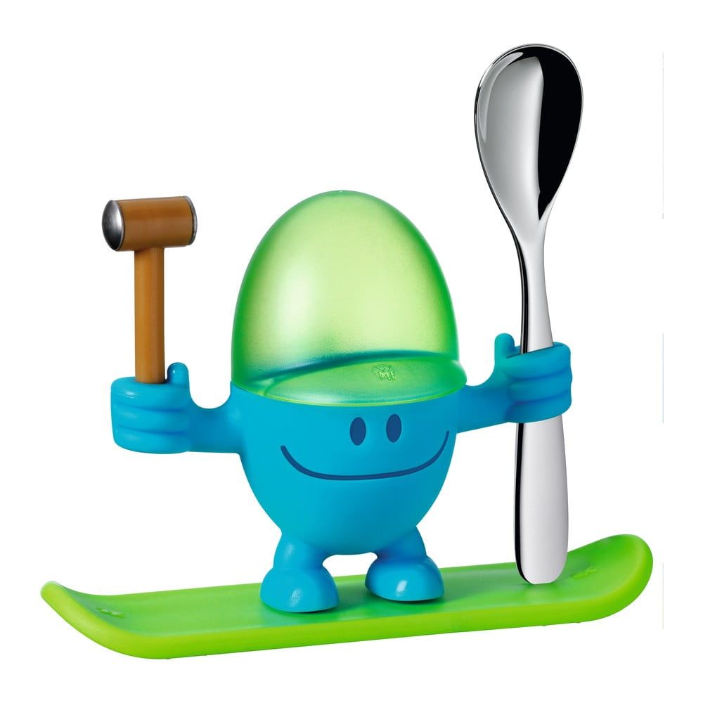 Zeleno-modrý stojan na vajíčko s lyžičkou WMF Cromargan® Mc Egg - Bonami.sk