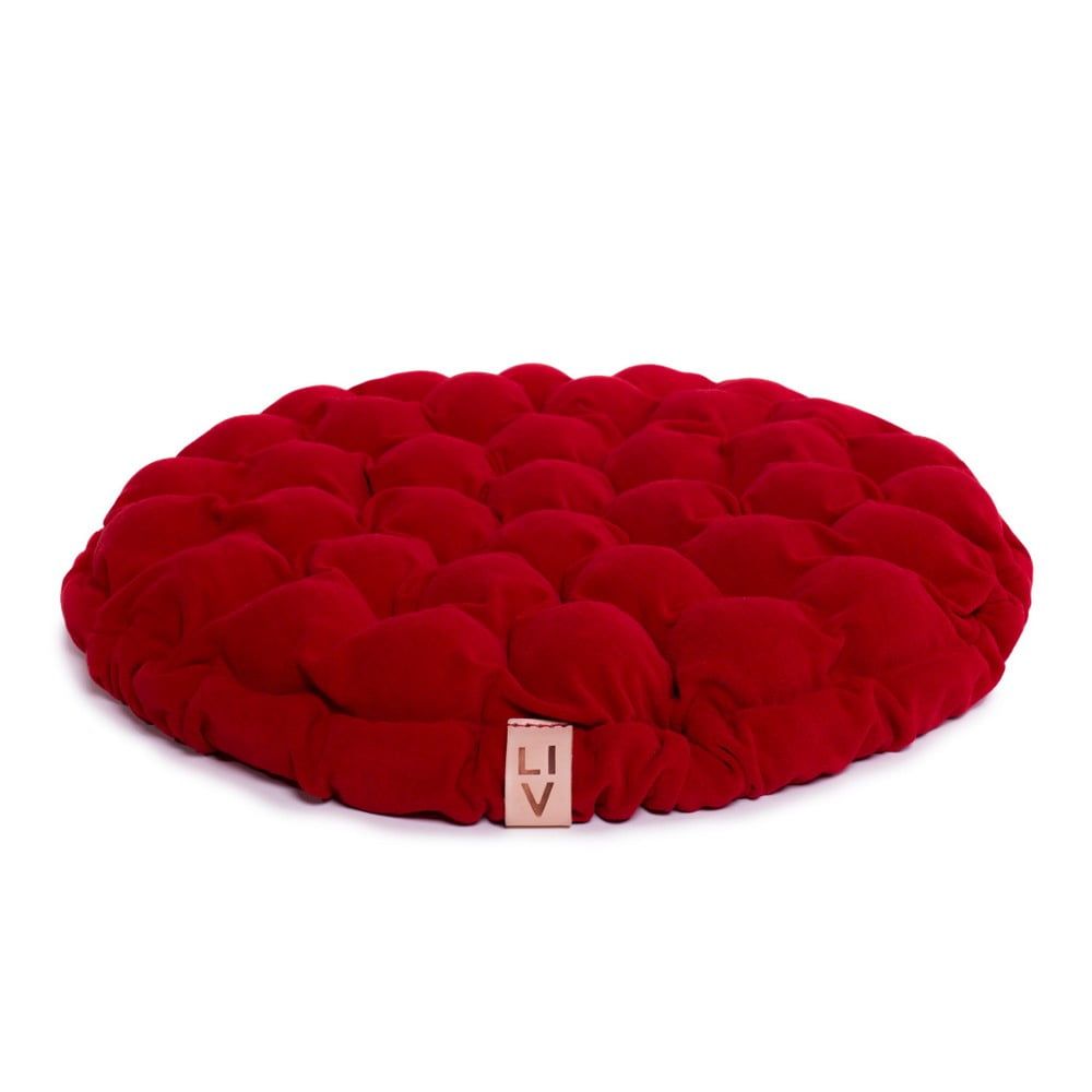 Tmavočervený sedací vankúšik s masážnymi loptičkami Linda Vrňáková Bloom, Ø 65 cm - Bonami.sk