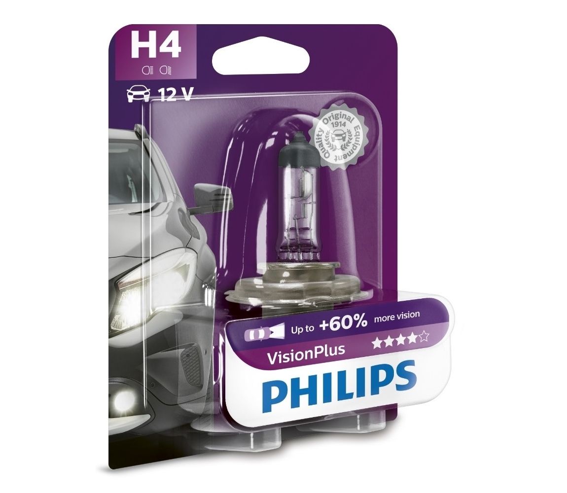Philips Autožiarovka Philips VISION PLUS 12342VPB1 H4 P43t-38/55W/12V  - Svet-svietidiel.sk