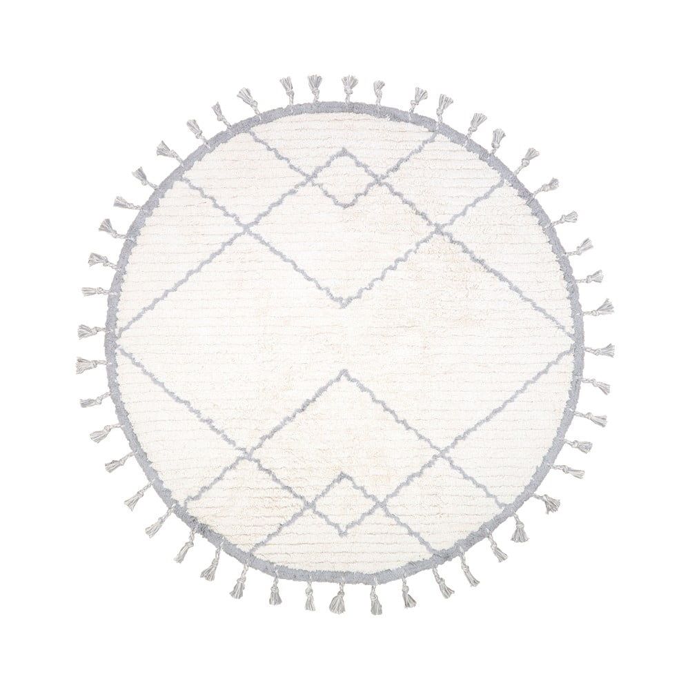 Bielo-sivý bavlnený ručne vyrobený koberec Nattiot, ø 120 cm - Bonami.sk