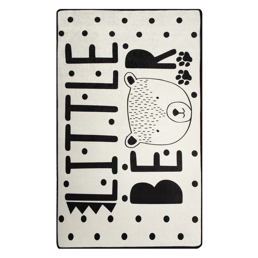 Čierno-biely detský protišmykový koberec Chilam Little Bear, 140 x 190 cm - Bonami.sk