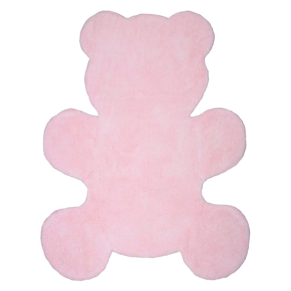 Detský ružový ručne vyrobený koberec Nattiot Little Teddy, 80 × 100 cm - Bonami.sk