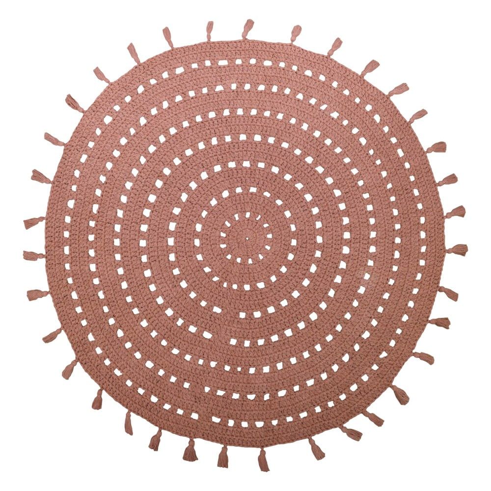 Hnedý bavlnený ručne vyrobený koberec Nattiot Nila, ø 120 cm - Bonami.sk