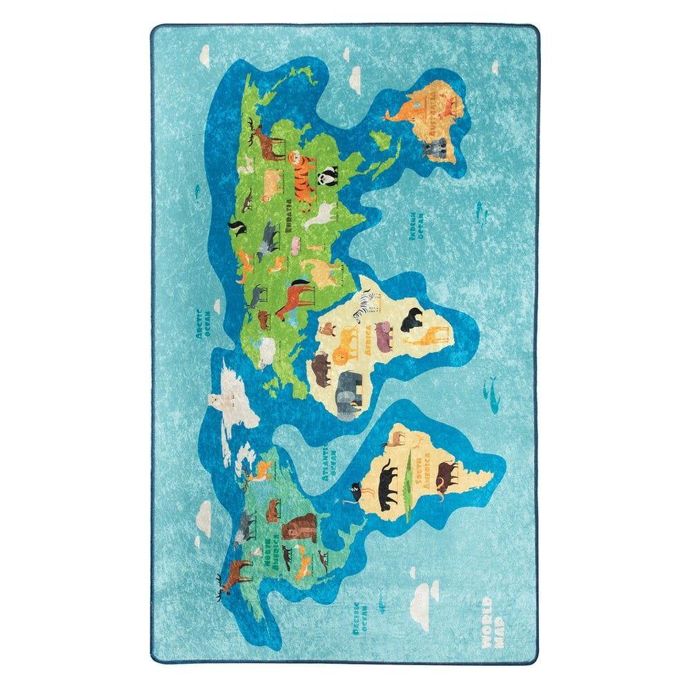 Modrý detský protišmykový koberec Chilam Map, 100 x 160 cm - Bonami.sk