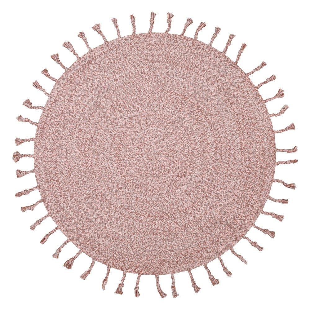 Ružový bavlnený ručne vyrobený koberec Octave, ø 110 cm - Bonami.sk