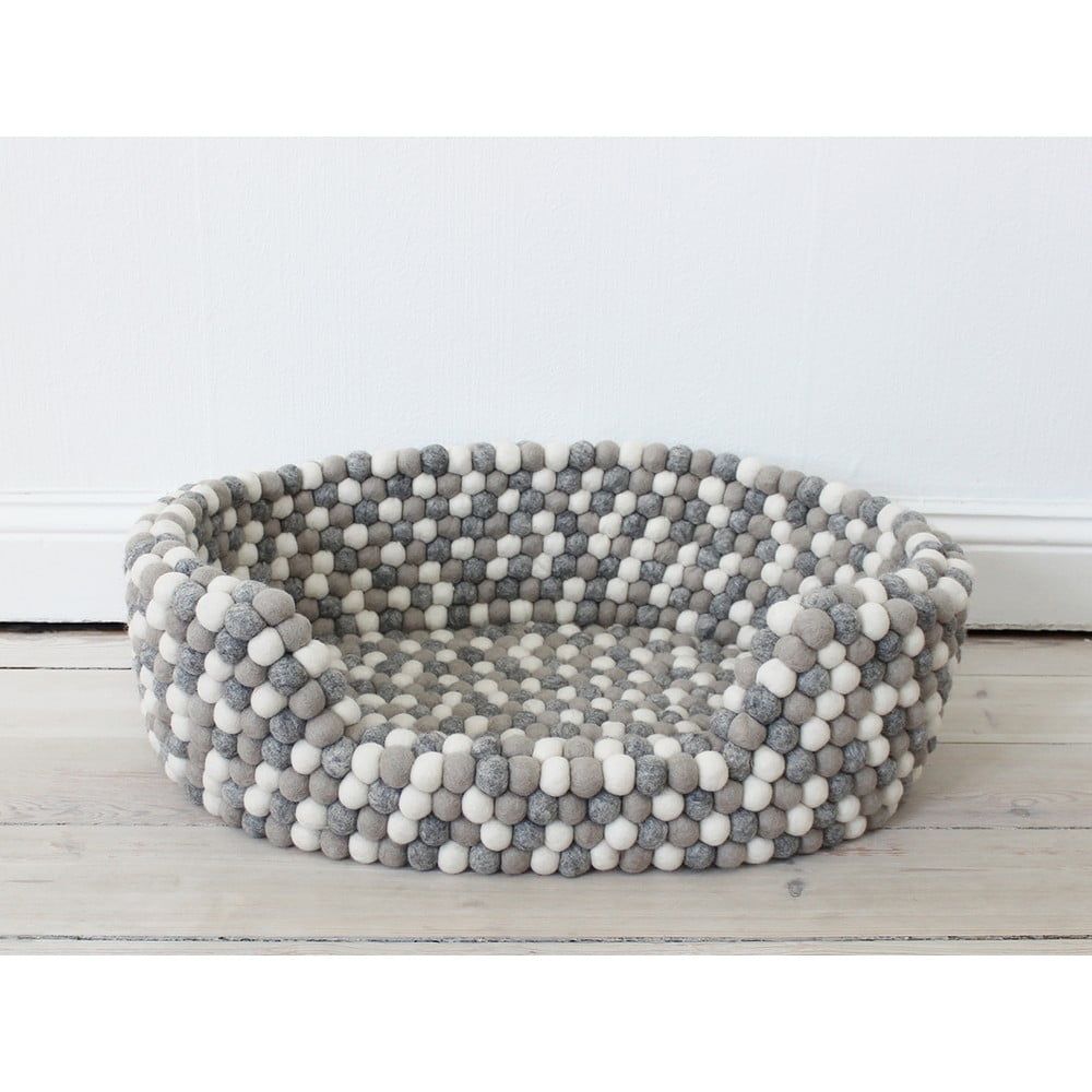 Svetlý sivo-biely guľôčkový vlnený pelech pre domáce zvieratá Wooldot Ball Pet Basket, 80 x 60 cm - Bonami.sk