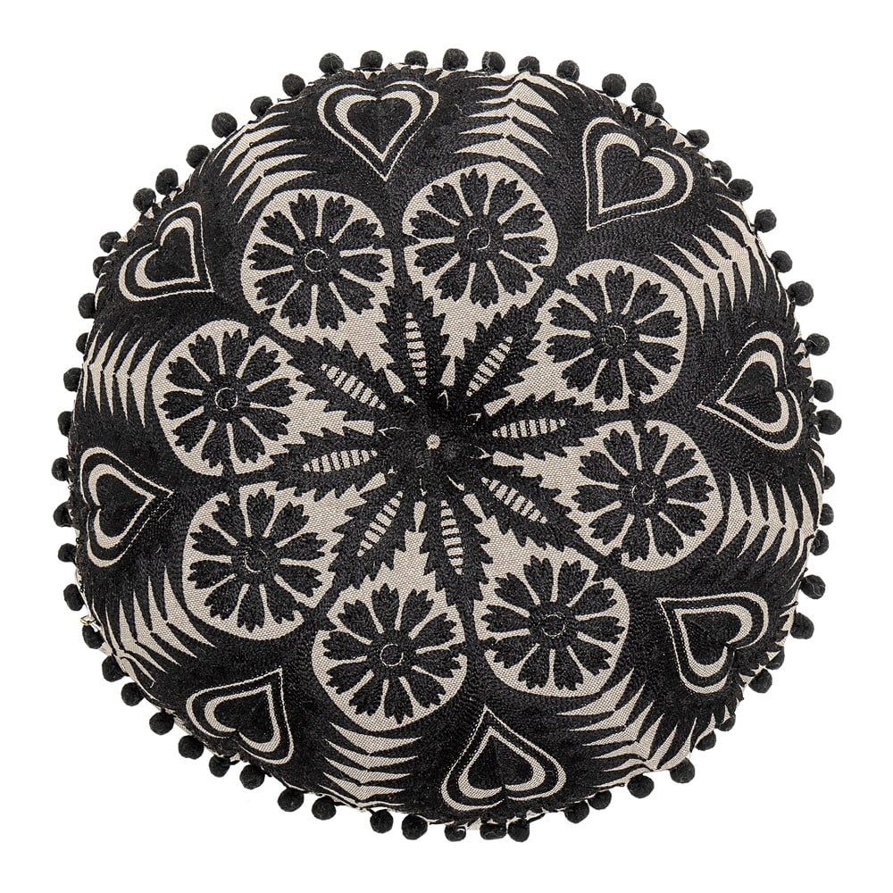 Čierno-béžový dekoratívny vankúš Bloomingville Mandala, ø 36 cm - Bonami.sk