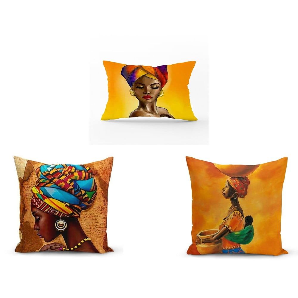 Súprava 3 obliečok na vankúše Minimalist Cushion Covers African Culture, 45 x 45 cm - Bonami.sk