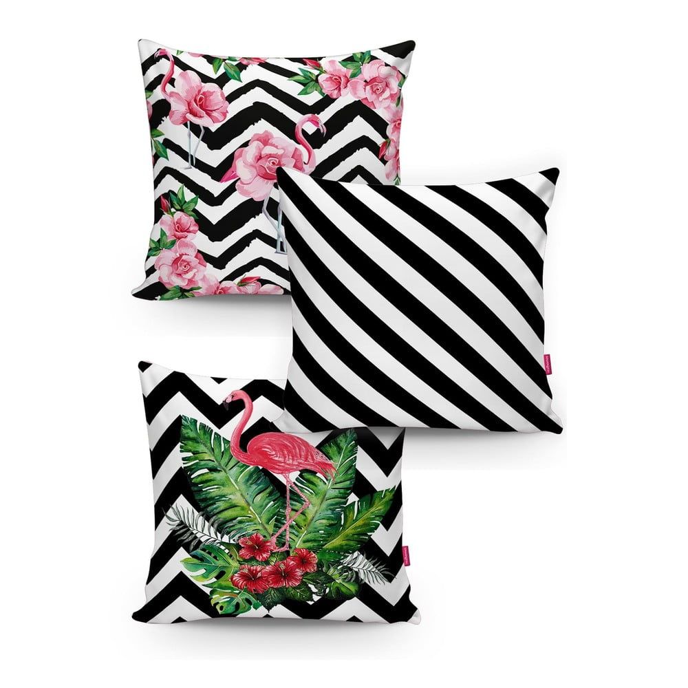 Sada 3 obliečok na vankúše Minimalist Cushion Covers BW Stripes Jungle, 45 x 45 cm - Bonami.sk