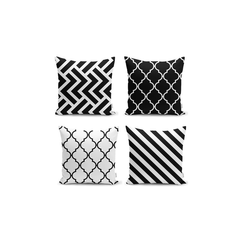 Súprava 4 obliečok na vankúše Minimalist Cushion Covers BW Graphic Patterns, 45 x 45 cm - Bonami.sk