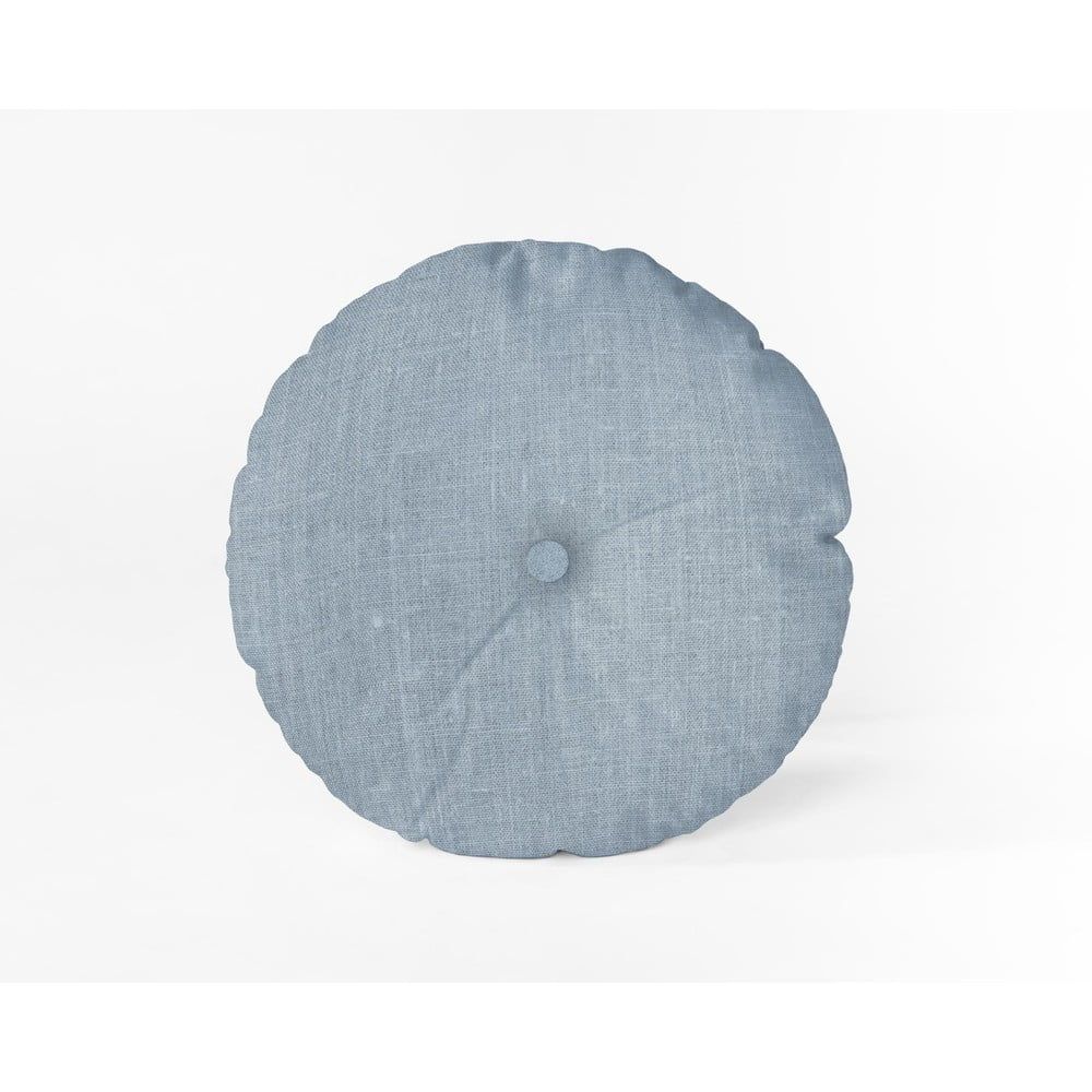 Svetlomodrý vankúš Linen Couture Cojin Redondo Light Blue, ⌀ 45 cm - Bonami.sk