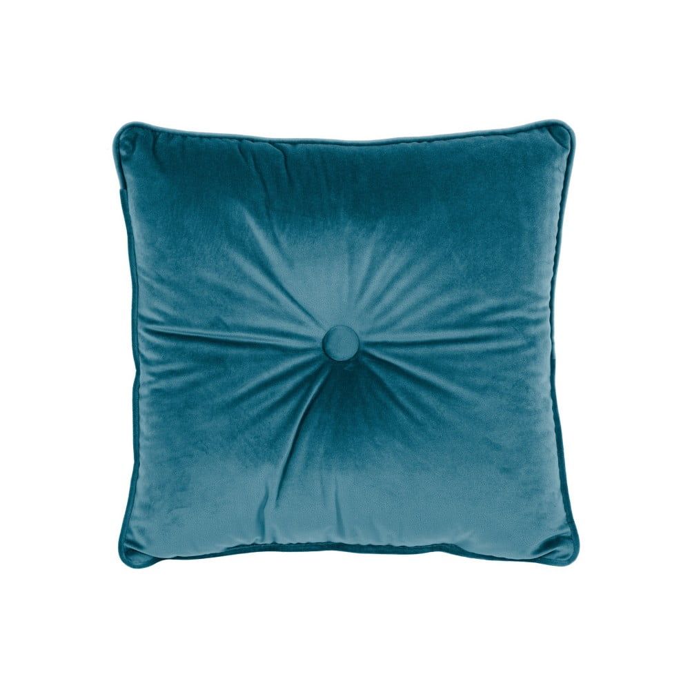 Modrý vankúš Tiseco Home Studio Velvet Button, 45 x 45 cm - Bonami.sk