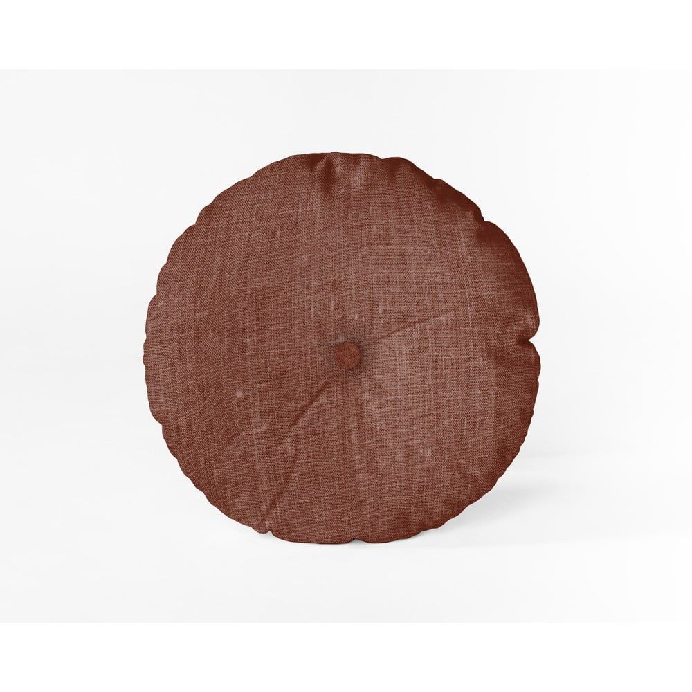 Vínovočervený vankúš Linen Couture Cojin Redondo Burgundy, ⌀ 45 cm - Bonami.sk