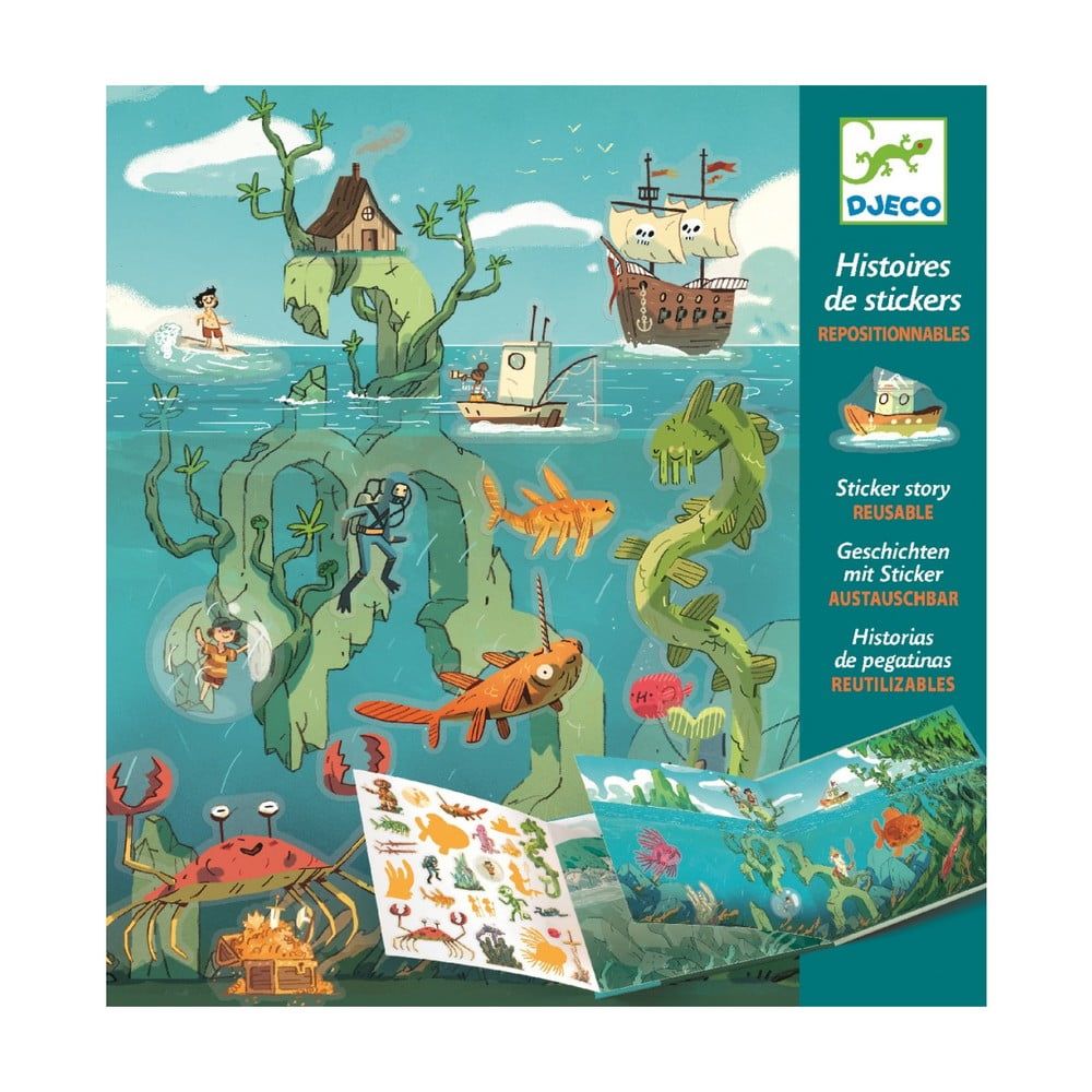 Set knihy s premiestniteľnými samolepkami Djeco Sea Sticker Story - Bonami.sk