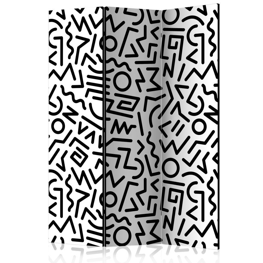 Paraván Black and White Maze Dekorhome 135x172 cm (3-dielny) - dekorhome.sk