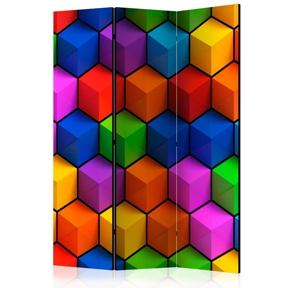 Paraván Colorful Geometric Boxes Dekorhome 135x172 cm (3-dielny) - dekorhome.sk