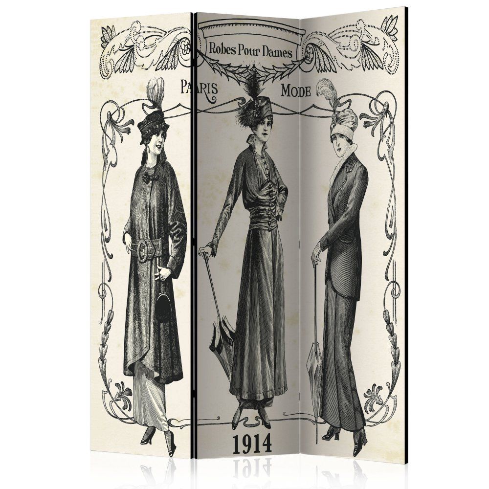 Paraván Dress 1914 Dekorhome 135x172 cm (3-dielny) - dekorhome.sk