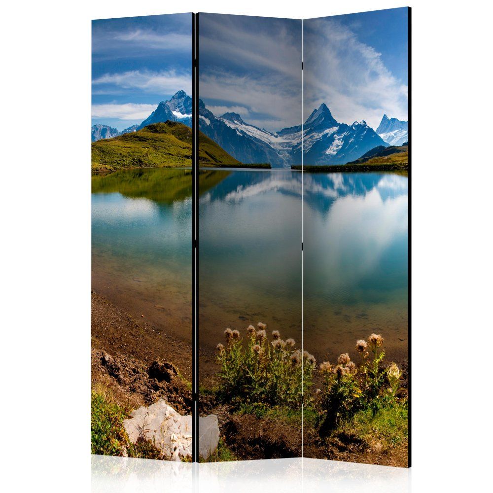 Paraván Lake with mountain reflection Switzerland Dekorhome 135x172 cm (3-dielny) - dekorhome.sk