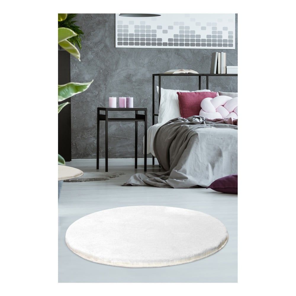Biely koberec Milano, ⌀ 90 cm - Bonami.sk