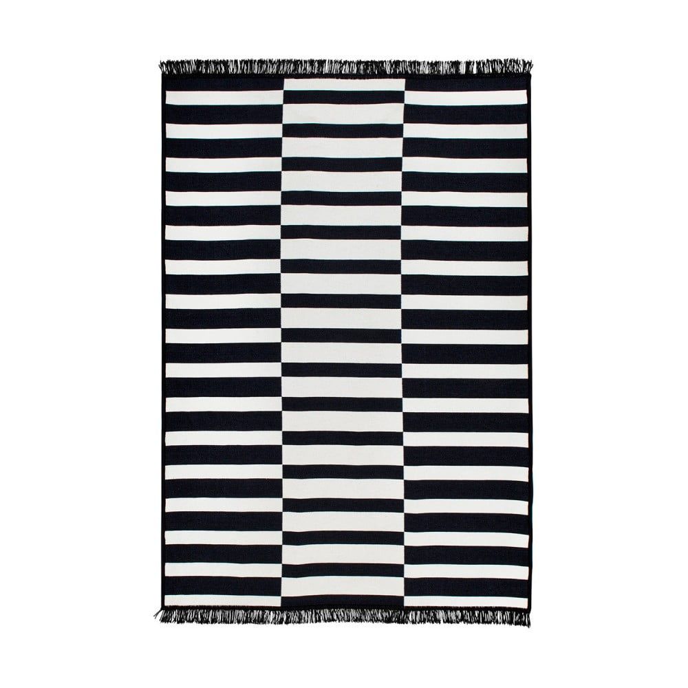Čierno-biely obojstranný koberec Poros, 80 × 150 cm - Bonami.sk