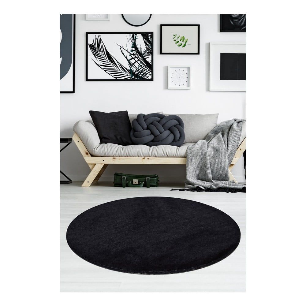 Čierny koberec Milano, ⌀ 90 cm - Bonami.sk