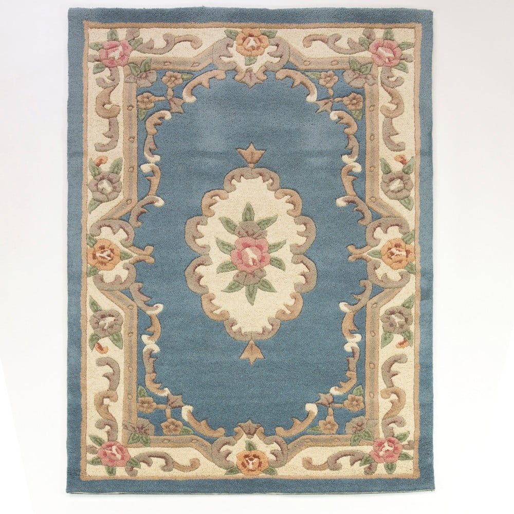 Modrý koberec z vlny Flair Rugs Aubusson, 75 × 150 cm - Bonami.sk