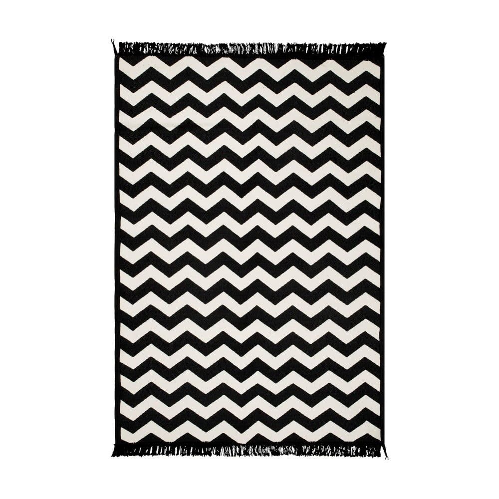Čierno-biely obojstranný koberec Zig Zag 80 × 150 cm - Bonami.sk