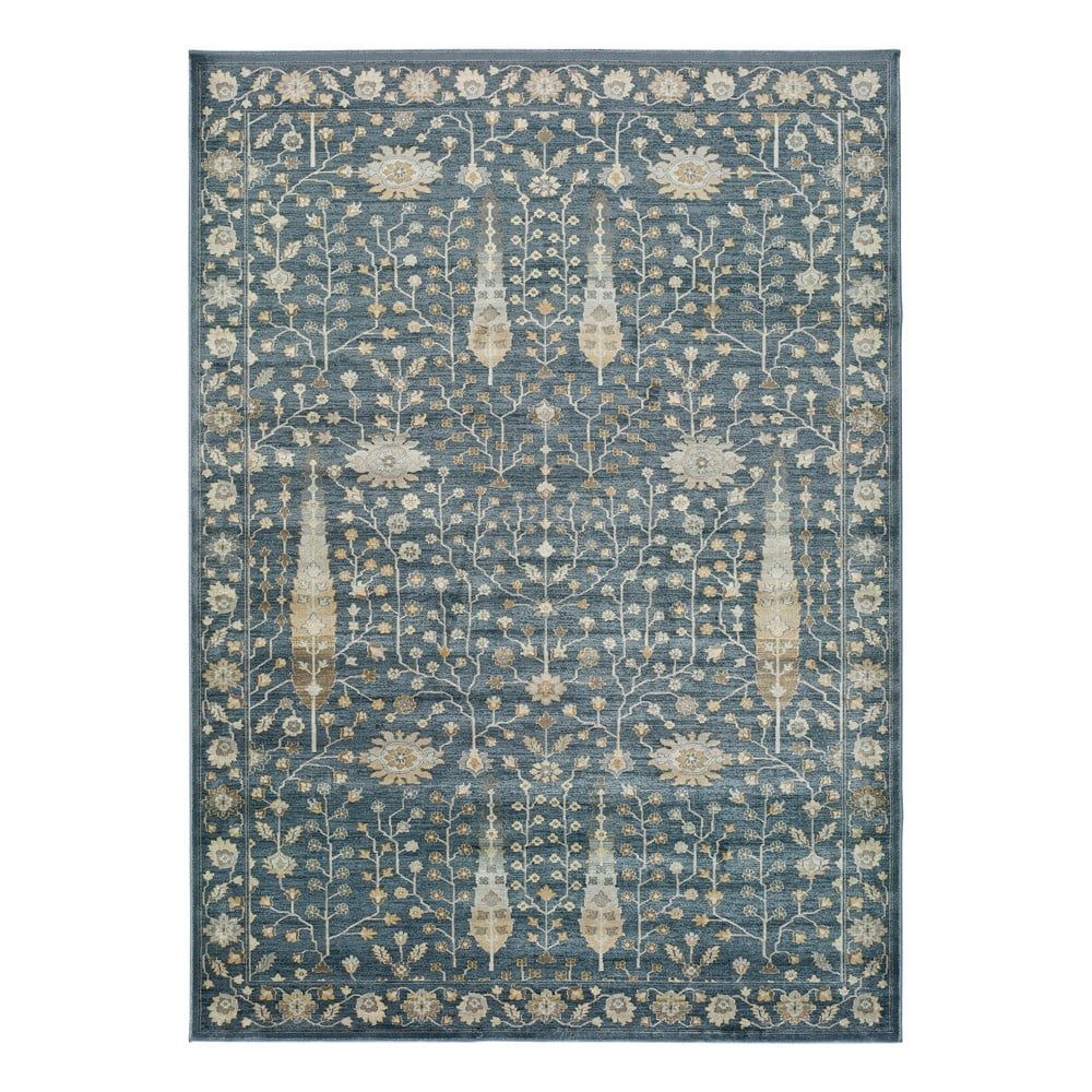 Modrý koberec z viskózy Universal Vintage Flowers, 120 x 170 cm - Bonami.sk