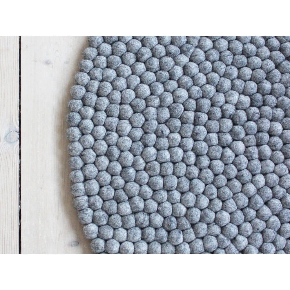 Oceľovosivý guľôčkový vlnený koberec Wooldot Ball rugs, ⌀ 140 cm - Bonami.sk