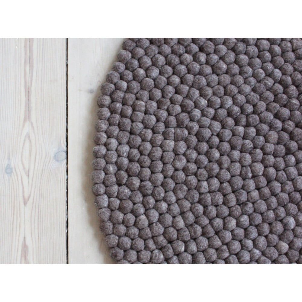 Orechovohnedý guľôčkový vlnený koberec Wooldot Ball rugs, ⌀ 120 cm - Bonami.sk