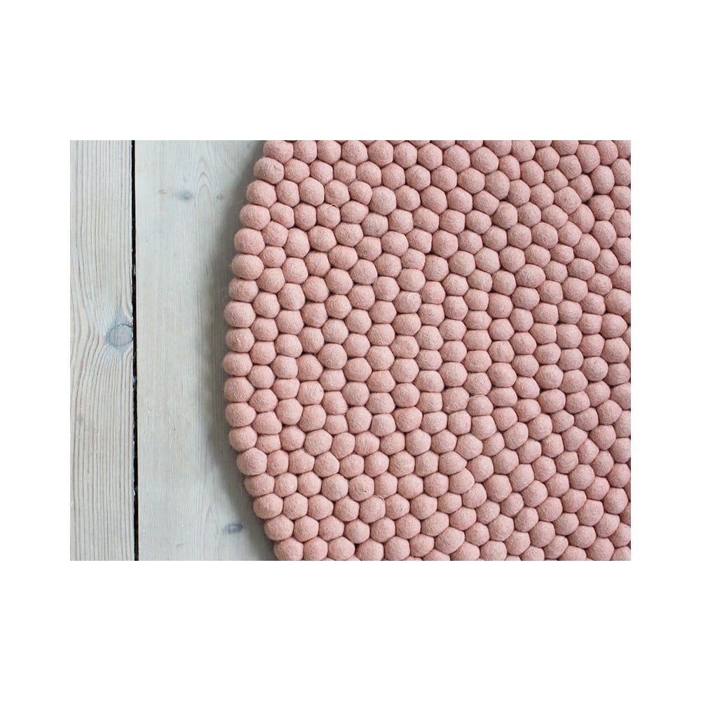 Pastelovočervený guľôčkový vlnený koberec Wooldot Ball rugs, ⌀ 90 cm - Bonami.sk