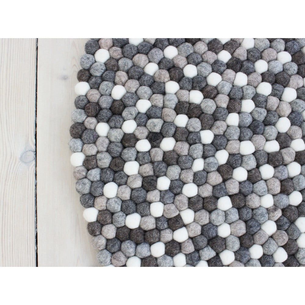 Sivo-biely guľôčkový vlnený koberec Wooldot Ball rugs, ⌀ 140 cm - Bonami.sk