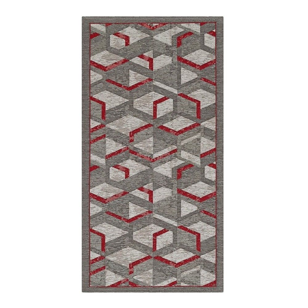 Sivo-červený behúň Floorita Hypnotik, 55 x 115 cm - Bonami.sk