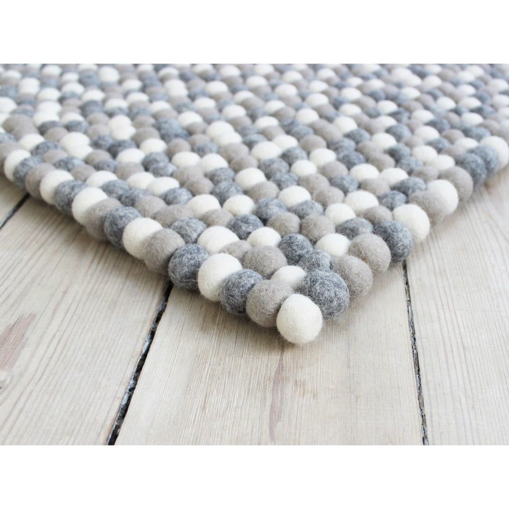 Svetlosivý guľôčkový vlnený koberec Wooldot Ball rugs, 100 x 150 cm - Bonami.sk