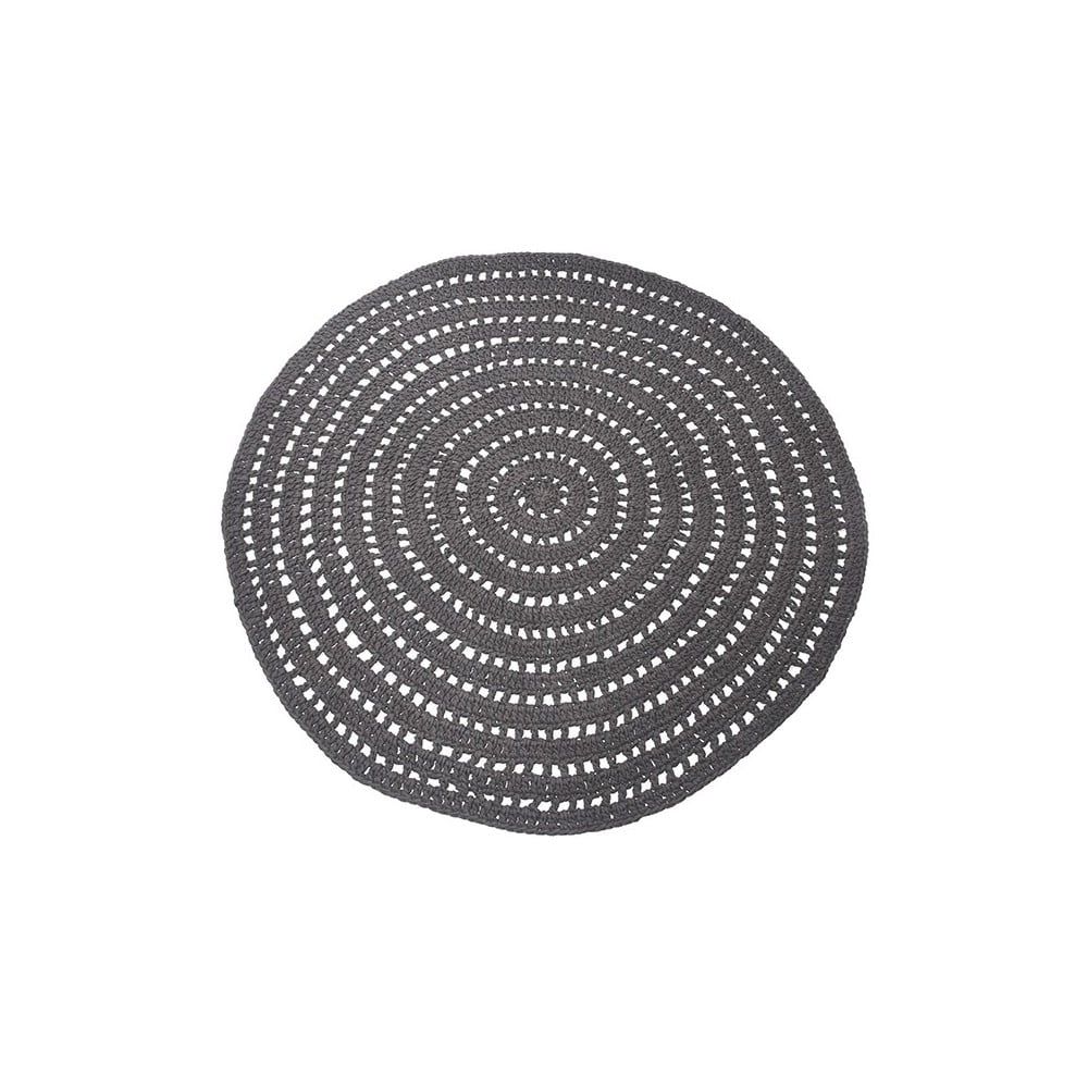 Tmavosivý kruhový bavlnený koberec LABEL51 Knitted, ⌀ 150 cm - Bonami.sk