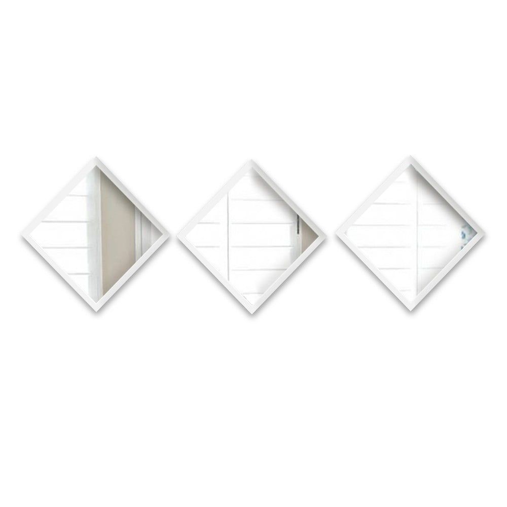 Súprava 3 nástenných zrkadiel s bielym rámom Oyo Concept Luna, 24 x 24 cm - Bonami.sk