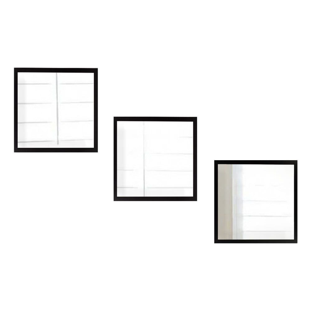 Súprava 3 nástenných zrkadiel s čiernym rámom Oyo Concept Setayna, 24 x 24 cm - Bonami.sk