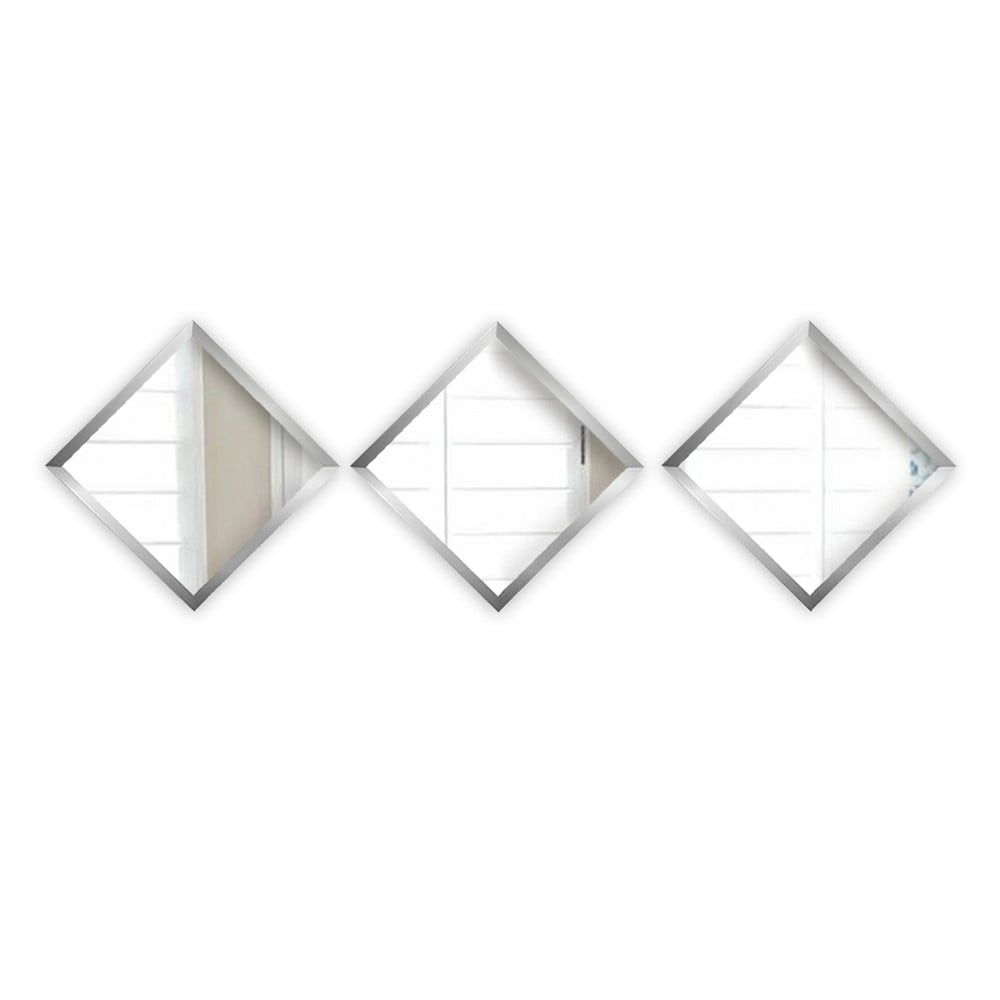 Súprava 3 nástenných zrkadiel s rámom v striebornej farbe Oyo Concept Luna, 24 x 24 cm - Bonami.sk