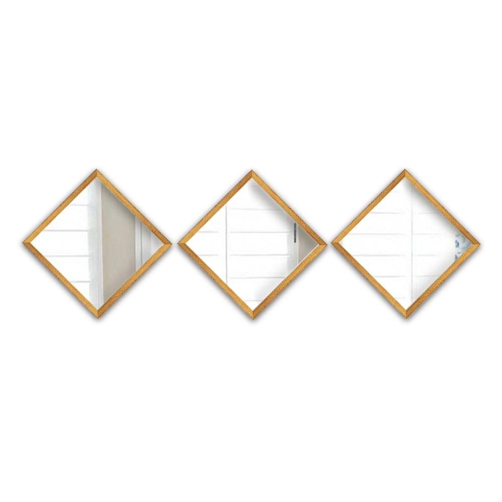 Súprava 3 nástenných zrkadiel s rámom v zlatej farbe Oyo Concept Luna, 24 x 24 cm - Bonami.sk